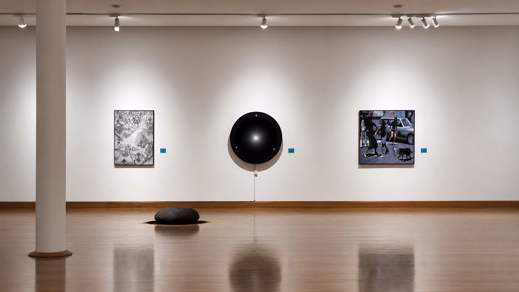 Vista de instalación de Dispositivo Dinámico I de Arturo Fermandois, XVII Premio Arte Joven MAVI UC, Museo de Artes Visuales, Santiago, 2024 (1)
