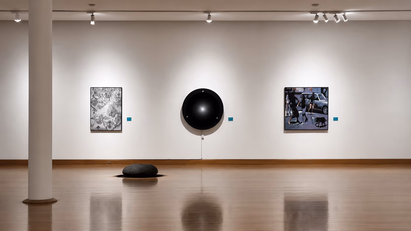Vista de instalación de Dispositivo Dinámico I de Arturo Fermandois, XVII Premio Arte Joven MAVI UC, Santiago, 2024